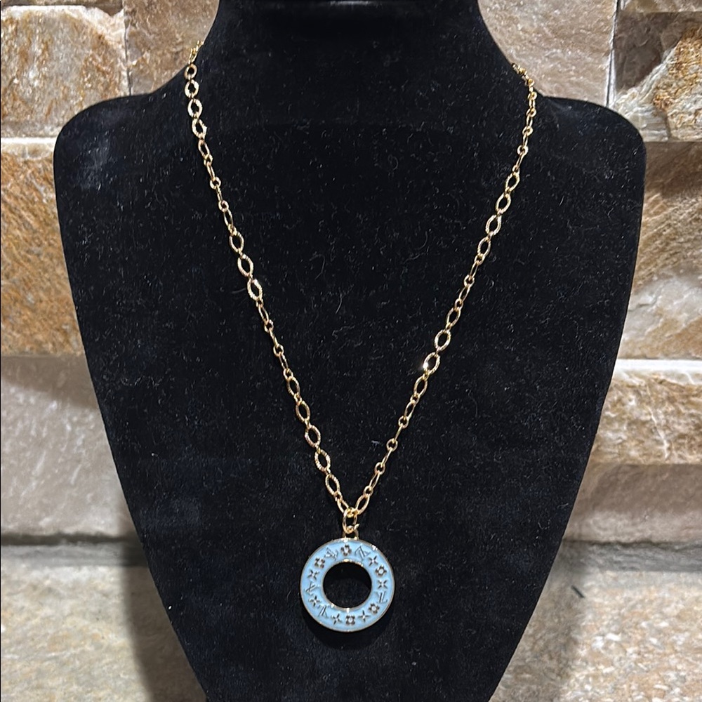 Louis Vuitton Gold and Blue “Donut” Pendant Necklace